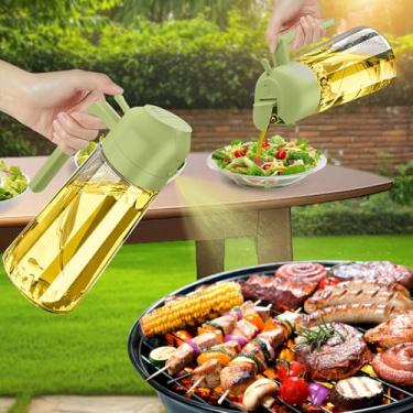 Imagem de Frasco dispensador de óleo de vidro de 450 ml com função de spray, pulverizador de azeite de oliva recarregável para cozinhar, frasco multifuncional de spray de óleo de cozinha