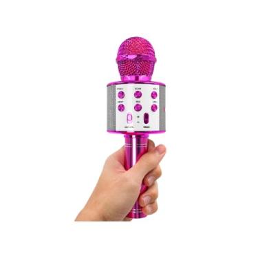 Imagem de Microfone Karaoke Bluetooth Sem Fio com Caixa de Som, Rosa Pink, Portátil