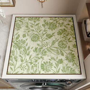 Imagem de BANEBOR Tapete de máquina de lavar com estampa floral para lavadora e secadora de carga superior - antiderrapante, absorvente, almofada de cobertura de mesa de cabeceira de secagem rápida - Tapete