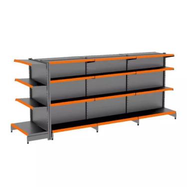 Imagem de Gondola Centro 137 Fit Ate 3 Metros 1 Ponta Preto 28b Pe Laranja - AMA