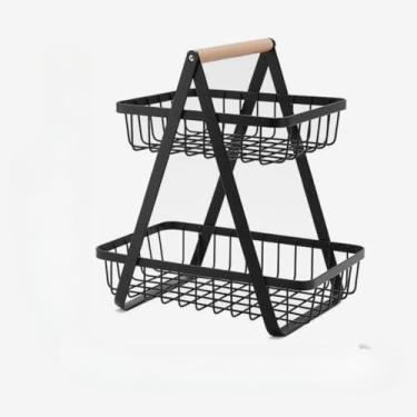 Imagem de Cesta De Frutas Para Mesa - Cesta Para Armazenamento De Frutas E Legumes(Fruteira--2Andares- B//27x33cm)