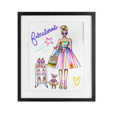 Imagem de Stupell Industries Fabulous Girl & Dog Birch Impressão emoldurada sob vidro, design por Jess Stempel, 21 x 17