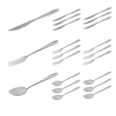 Imagem de Conjunto 18 Talheres Garfo Colher Faca Inox Luxo - DONA LAURA