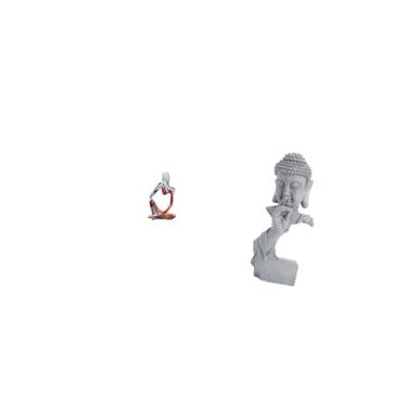 Imagem de Fenteer Escultura de Buda em Resina, Representando Um Pensador Abstrato, em Meditação. Peça Colecionável para Decorar Quarto, Escritório, Loja, Estante, Jardi