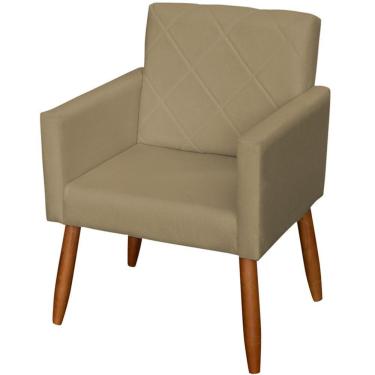 Imagem de Poltrona Decorativa Para Sala Recepção Beatriz Suede Cores Pé Palito Castanho