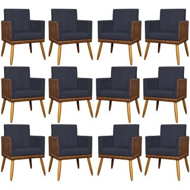 Imagem de Kit 12 Poltronas Decorativas Para Escritório Lis Corino e Pé Palito - Preto Suede Corino