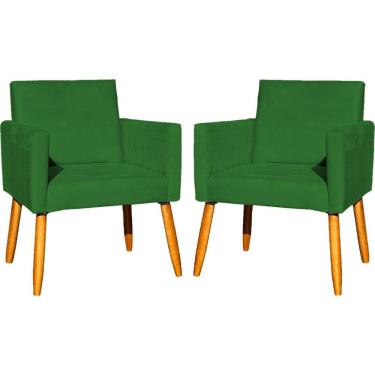 Imagem de Kit 2 Poltronas Decorativa Para Sala Nina Suede Cores Pé Palito 30cm Castanho - Suede