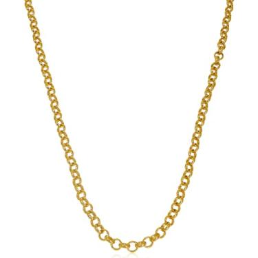 Imagem de Colar Feminino de Moeda Antiga Banhada a Ouro 18k - Corrente Elo Português 4mm