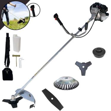 Imagem de Roçadeira Profissional Toyama TBC43H Motor 2 Tempos 43cc 12000rpm 1,7HP de Potência Com Carretel Nylon e Faca 3 Pontas + Faca 2 Pontas + Escova de Aço