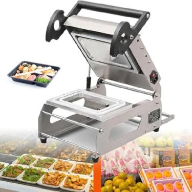 Imagem de Máquina de embalagem de alimentos com pressão manual, máquina de selagem a calor de bandeja de alimentos, seladora de caixa de alimentos, seladora a vácuo, 7 ~ 8 vezes/minuto, largura máxima de filme