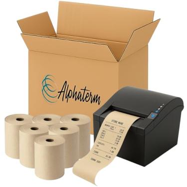 Imagem de Bobina Térmica Alphaterm 80x40 Papel Reciclado Cupom Fiscal PDV Sustentável Ecológico Caixa com 90 Rolos