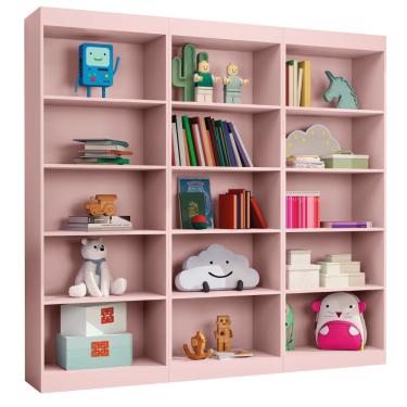 Imagem de Kit 3 Estantes Livreiro Office Multiuso 12 Prateleiras Rose J&A