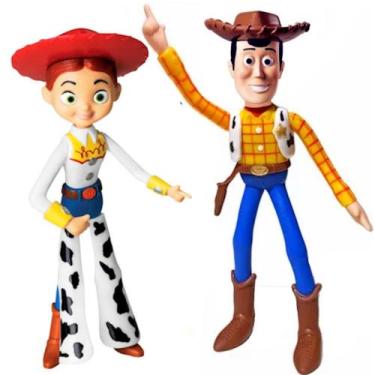 Imagem de Kit 2 em 1 Bonecos Toy Story Woody e Jessie de Vinil Articulado 18cm O