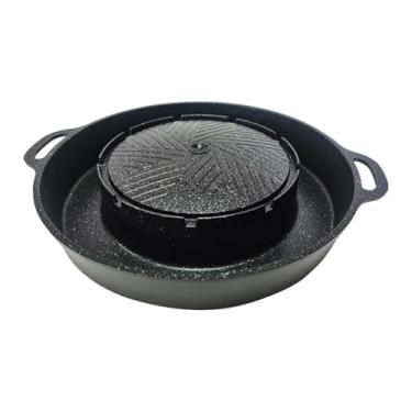 Imagem de Fxzqgnh Panela Elétrica com Grelha, Churrasco Coreano, Chapa para Shabu-shabu, Frigideira, Panela 2 em 1, Grelha para Churrasco, Panela Elétrica para Cozinhar, Profundidade Interna