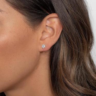 Imagem de 1 par de brincos de aço inoxidável de ouro 14 K para mulheres, cartilagem, hélice, zircônia cúbica, standard, Aço inoxidável, Sem pedra preciosa