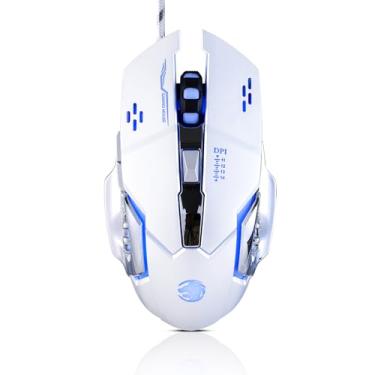 Imagem de Guiheng Mouse para jogos com fio, mouse USB óptico para laptop/desktop, 1200 a 3600 e luz RGB, ergonômico com 6 botões programáveis para computador Windows 7/8/10/XP Vista Linux Chromebook PC (branco)
