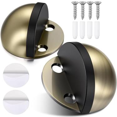 Imagem de MorningRo 2 batentes de porta autoadesivos, protetor de parede de batente de porta de piso de aço inoxidável, rolha de portão de piso de meia cúpula para sala de estar, quarto, banheiro, escritório