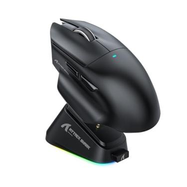 Imagem de ATTACK SHARK V6 Mouse Gamer Sem Fio com Dock de Carregamento RGB, Sensor PAW3311 de 25K DPI, Taxa de Polling de 1K, Modo Tri-Mode para PC, Driver de IA na Nuvem para Win/Mac, Black
