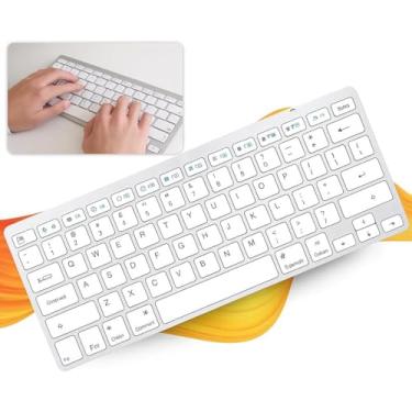 Imagem de Teclado Bluetooth Ultra Fino Sem Fio – Com Tecla Ç e Command, Compatível com Notebook, Tablet, PC e Celular