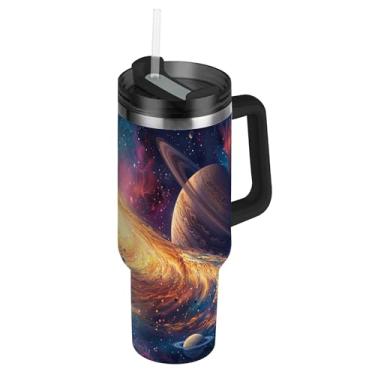 Imagem de SEHANY Copo Stars and Galaxy de 850 g com tampa e canudo, aço inoxidável de vácuo duplo isolado garrafa de água esportiva suporte para copo de café de viagem à prova de vazamento para bebida gelada