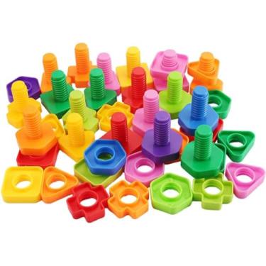 Imagem de Brinquedo De Montar Interativo Plastico Blocos Infantil Coloridos Parafuso Encaixar
