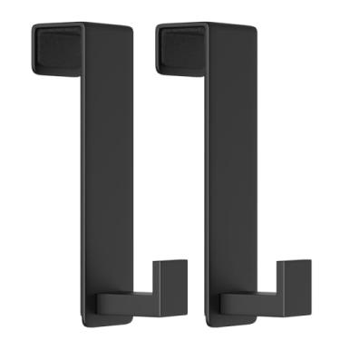 Imagem de VINHOLD Ganchos sobre a porta, ganchos de porta para pendurar resistentes, organizador de chapéus, cabideiro, ganchos de toalha para banheiro, suporte de porta para quarto, entrada e escritório (preto