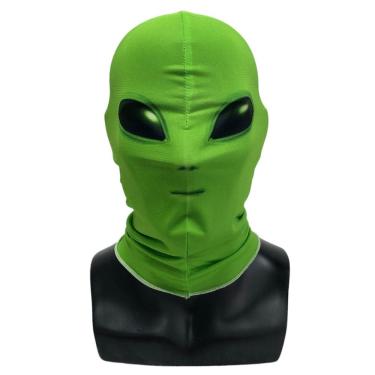 Imagem de Máscara facial completa de látex Cosplay Green Alien Headgear