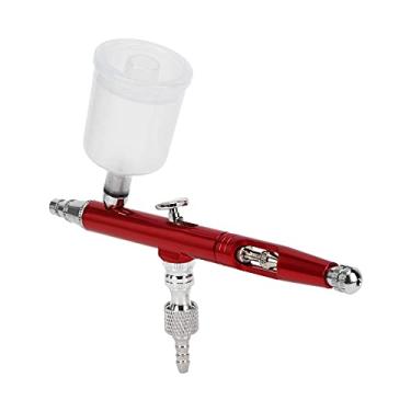 Imagem de Ymiko Ferramenta Pneumática de Pulverizador de Tinta Diy para Projetos de Arte e Artesanato, Pistola de Pulverização de Aerógrafo Profissional para Pintura e Decoração (Vermelho)