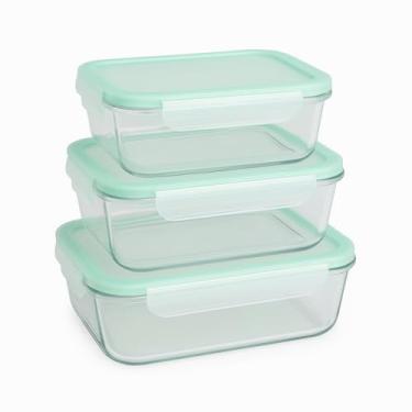 Imagem de Kit 3 Potes Herméticos de Vidro com Tampa Vedação Silicone 370ml 640ml 1040ml – Livre de BPA, Vai ao Forno, Micro-ondas e Lava-louças