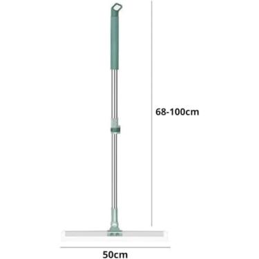 Imagem de Rodo Limpador de Silicone Multifuncional com Cabo Articulado 180°, Plástico e Aço Inox, 80cm de Cabo, 50cm de Base, para Vidros, Banheiro e Box