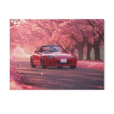 Imagem de HouLaiZhe Jdm rosa carro S2000 flor de cerejeira pôsteres tela estética decoração de quarto pintura de parede impressões galeria sala decoração de parede para quarto sala de estar escritório 18 x 24