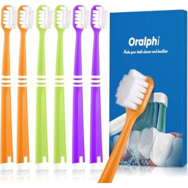 Imagem de Oralphi Escova de dentes extra macia para gengivas sensíveis, escova de dentes de cerdas macias de cabeça larga com 10.000 microcerdas macias de fio dental para adultos, mulheres grávidas, idosos