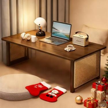 Imagem de YHGSYXL Mesa de Centro Japonesa Dobrável de Bambu, Mesa de Jantar Japonesa Portátil de Madeira Maciça, Sem Montagem, Fácil Armazenamento (80 x 48 x 35 cm)