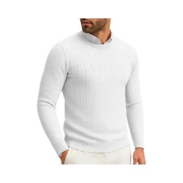 Imagem de Suéter Masculino De Inverno Quente De Tricô Gola Redonda Manga Longa C