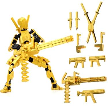 Imagem de Deeplus Figura De Ação T13 Concluída, Boneco Titan 13, Com Garfo Gigante Dourado, Espada, Robo Lucky Impresso Em 3D, Brinquedo Móvel Multiarticulado Nova (Dourado)