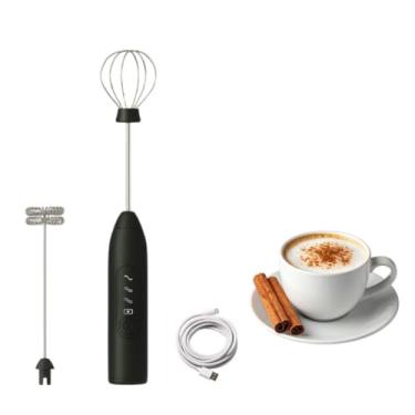 Imagem de Mini Mixer Inox Recarregável 2 em 1: Batedor de Ovos, Omeletes, Espumador de Bebidas, Fuê Multiuso