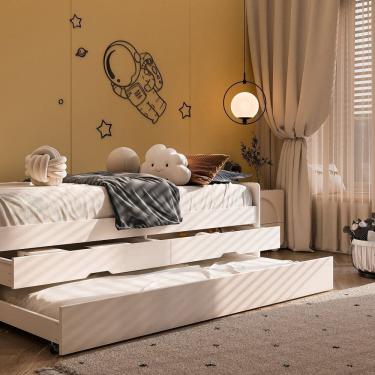 Imagem de Bicama Solteiro em Madeira Maciça Luma Branco