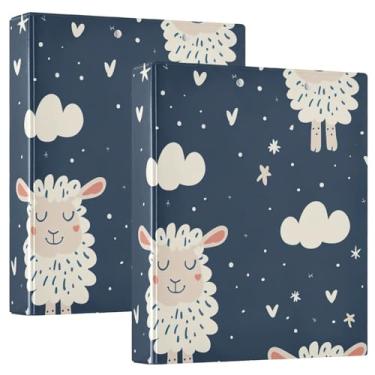 Imagem de Prancheta fofa para fichário de ovelhas, 3,8 cm, resistente, com 3 argolas, serve para papel tamanho A4, ótimos fichários escolares com 3 anéis, pacote com 2