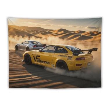 Imagem de HouLaiZhe JDM Tapeçaria de carro Rx7 Vs S15 Desert Drift Jdm para pendurar na parede quarto decoração de casa tapeçarias estética piquenique decoração de parede arte de parede para dormitório sala de