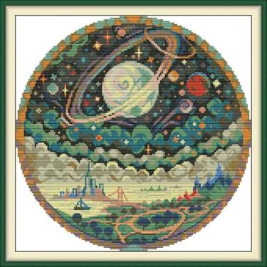 Imagem de Maydiyer Kits de ponto cruz contados para adultos, kits de bordado de padrão não impresso de 14 quilates para iniciantes, conjunto fácil de ponto de cruz DMC Threads bordado - coruja bonita 41 x 40 cm