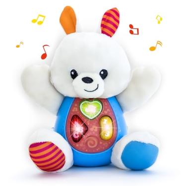 Imagem de KiddoLab Bunny Plush Toy - Musical Stuffed Animal with 3 Light-Up Buttons, 8 Fun Nursery Rhymes & Sound Effects - Soft Basket Stuffer for Infants, Babies, and Toddlers Aged 3 Months +
