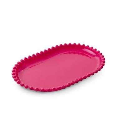 Imagem de Kit 2 Bandejas Decorativas Pérola Oval 20x13cm para Decoração de Mesa e Festas – Bandeja Acrílica Elegante (Magenta)