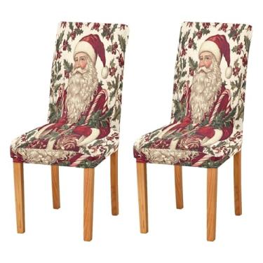 Imagem de SEHANY Conjunto de 4 capas de cadeira de gnomo de Papai Noel para sala de jantar, elástico, removível e lavável, para cozinha, hotel, festa, decoração de Natal