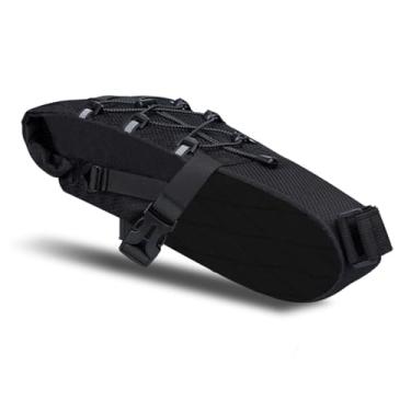 Imagem de Tomvorks Saco de Sela de Bicicleta Sob o Banco Assentos 5.8L Grande Capacidade Expansível Saco Assento à Prova Chuva Com Tiras Refletidas para Montanhas Bicicleta (Preto)