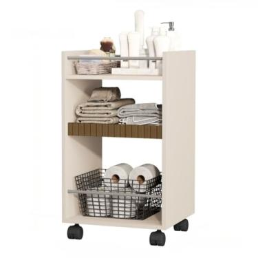 Imagem de Armário de armazenamento para banheiro, com rodas e alça(Off White)