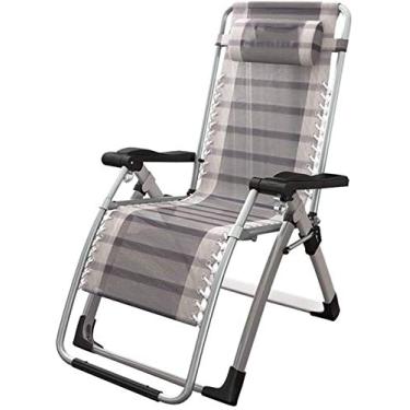 Imagem de ONDHGFBGB Cadeira de convés, com encosto de cabeça destacável multifuncional dobrável cadeira reclinável encosto cadeira de praia preguiçosa cadeira de almoço portátil, configuração 0-170 °