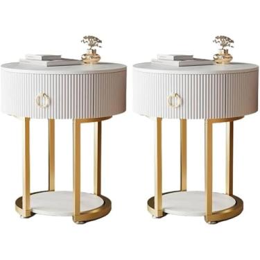 Imagem de UWEREBFM Mesa lateral baú de cabeceira estreita redonda mesa de cabeceira moderna armário de cabeceira mesa de cabeceira com gaveta metal clássico glamour mesa de cabeceira móveis de cabeceira para