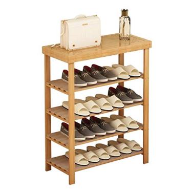 Imagem de Lss9azznmm Sapateira de armazenamento de sapato, banco para troca de sapatos, uso doméstico, economia de espaço, 5 camadas, sapateira, prateleira, quarto, sala de estar, prateleira de sapatos (tamanho