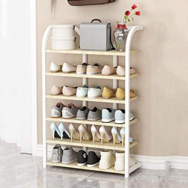 Imagem de Sapateira porta armário de sapatos armazenamento ferro casa prateleira economia espaço (cor: marrom avermelhado tamanho: 70 cm) (bordo branco 70 cm)