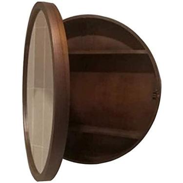 Imagem de pcagfaajmh Armário de armazenamento de parede de banheiro espelho armário de remédios com moldura de madeira de fechamento lento 3 níveis (50 cm)